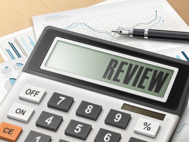 calculator with the word review 