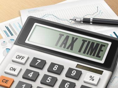 calculator with the word tax time 