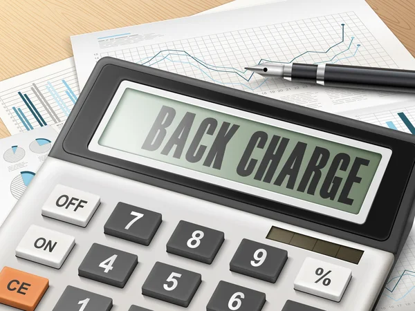 Calculadora con la palabra back charge — Vector de stock
