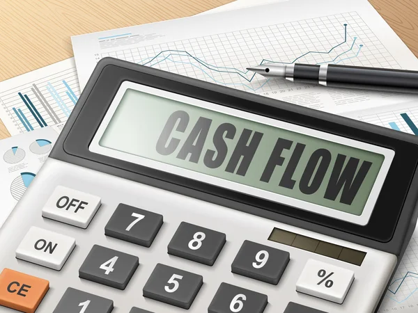 Calculator with the word cash flow — 图库矢量图片