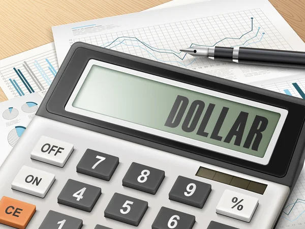 Calculadora com a palavra dólar —  Vetores de Stock