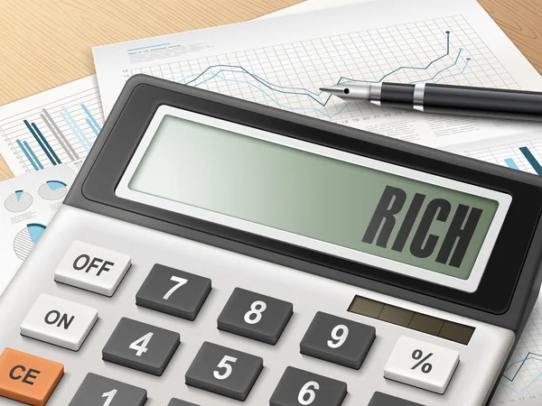 Calculator with the word rich — 스톡 벡터