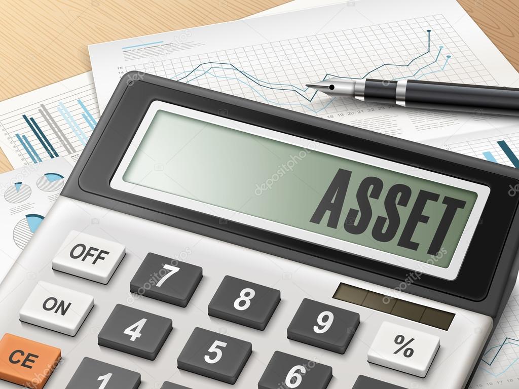 calculator with the word asset 