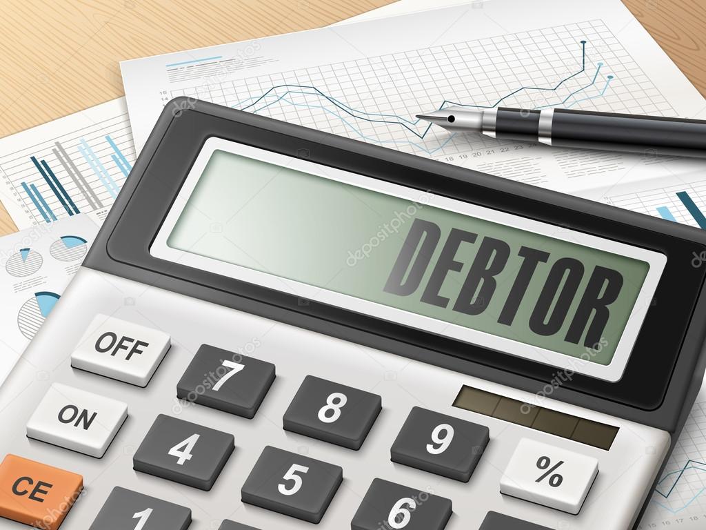 calculator with the word debtor