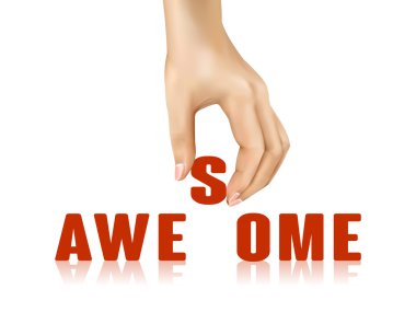 awesome word taken away by hand clipart