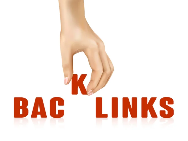 Backlinks Wort mit der Hand weggenommen — Stockvektor