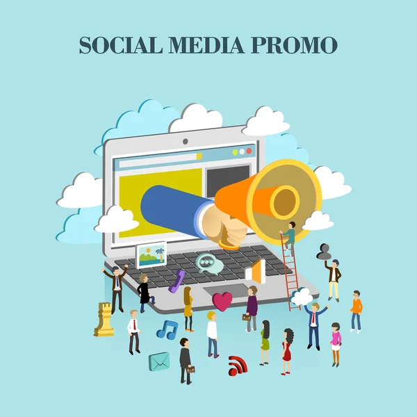 Concept promo médias sociaux — Image vectorielle