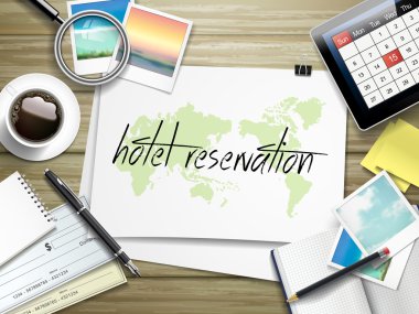 Kağıtta yazılı otel rezervasyon