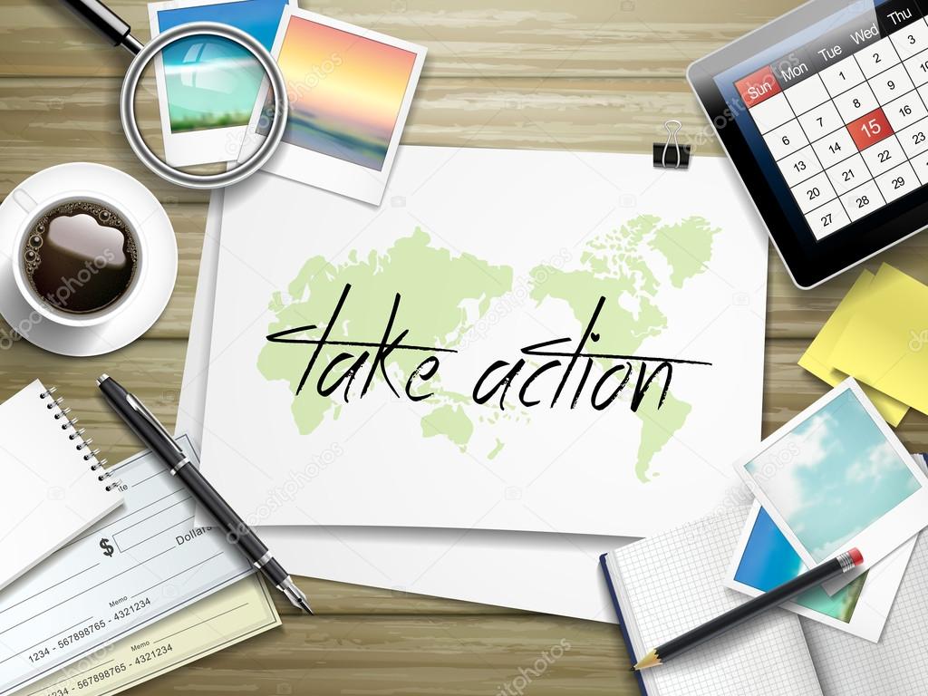 take action written on paper
