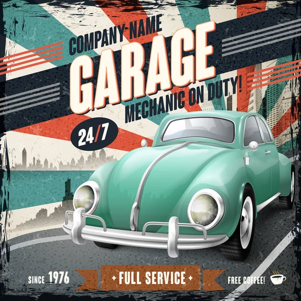 Atractivo cartel de diseño de coche retro — Archivo Imágenes Vectoriales
