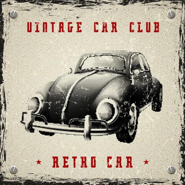 Desain poster mobil vintage - Stok Vektor