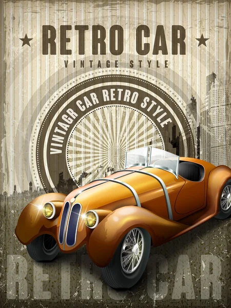 Atractivo cartel de diseño de coche retro — Vector de stock
