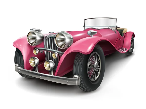 Atractivo coche clásico rosa — Vector de stock