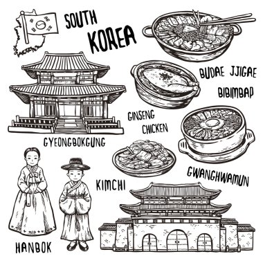 travel concept of south Korea  clipart