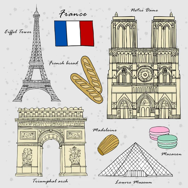 Concepto de viaje de Francia — Vector de stock