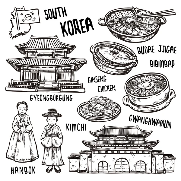 Reisekonzept für Südkorea — Stockvektor