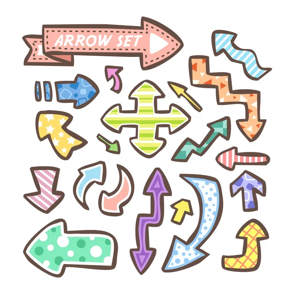 Encantador doodle estilo mano dibujado flechas conjunto — Vector de stock