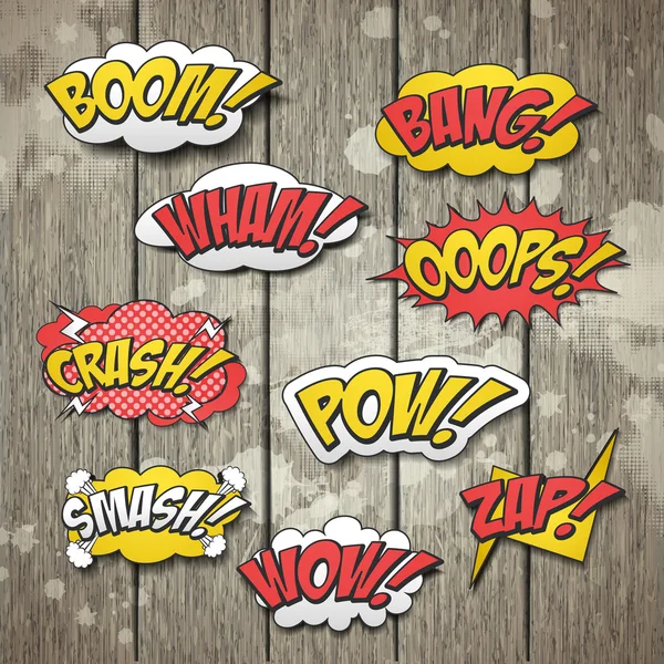 Vivid colorful comic sound effects set — Stock Vector