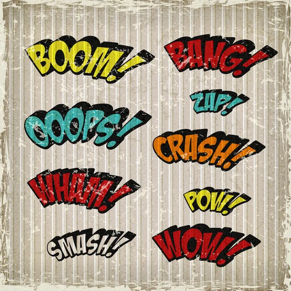 Retro colorful comic sound effects set — Stock Vector