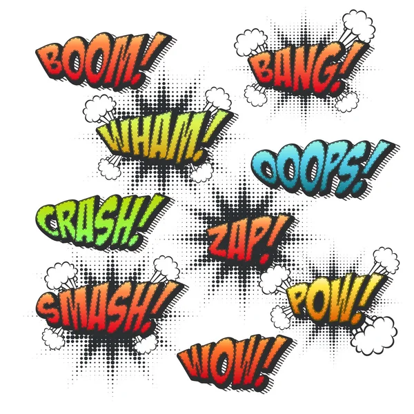 Vivid colorful comic sound effects set — Stock Vector