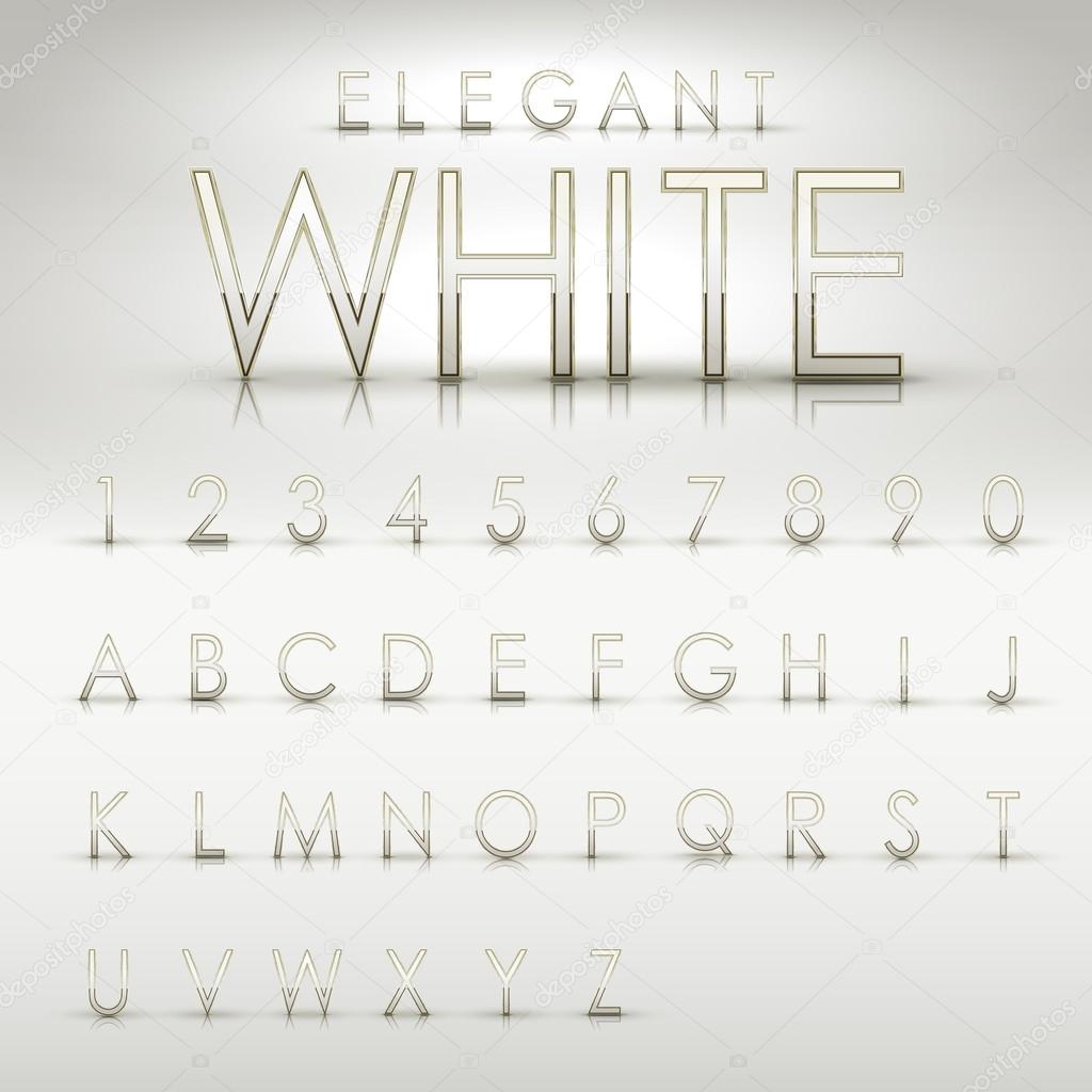 elegant white alphabets and numbers collection