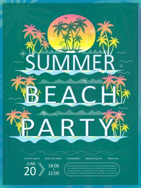 Retro yaz plaj partisi poster tasarımı