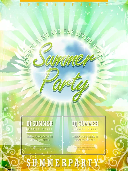 신선한 여름 비치 파티 포스터 디자인 — 스톡 벡터