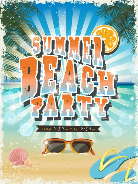 Retro summer beach party poster — Stock Vector