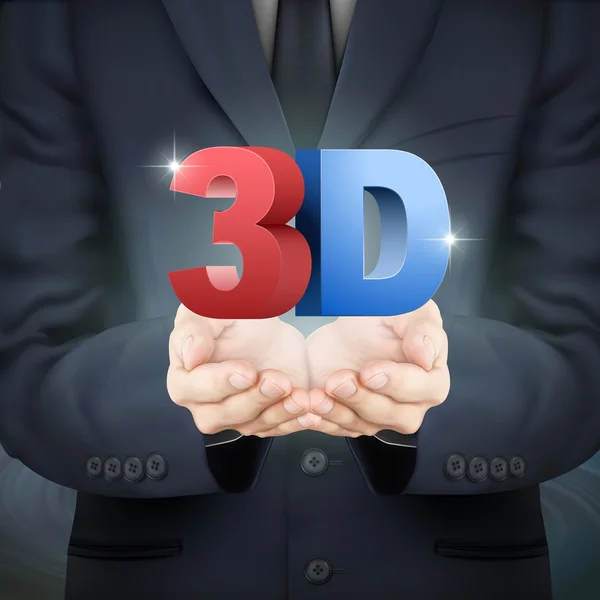 Бізнесмен тримає 3D слово — стоковий вектор