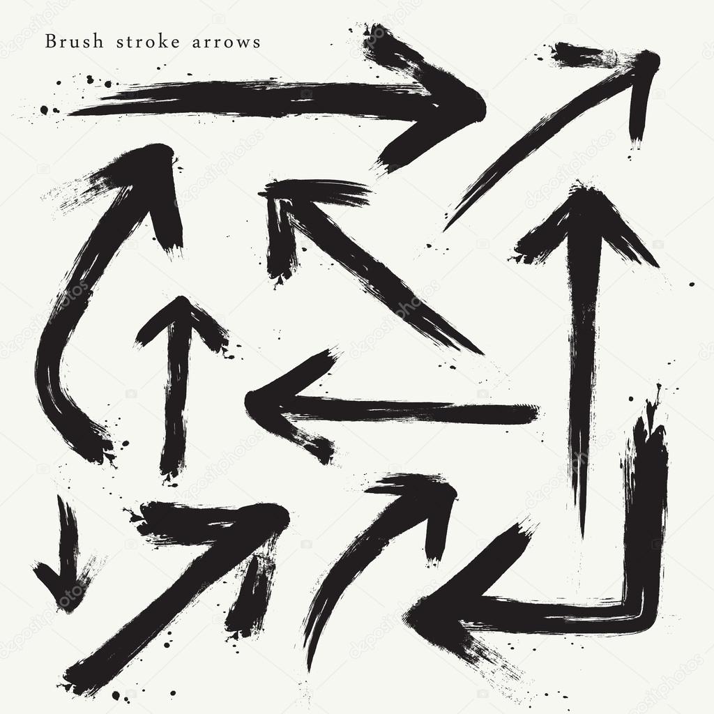 creative brush stroke arrows set