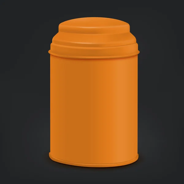 Orange round tin packaging — Stock Vector