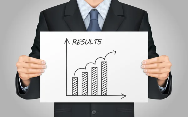 Hombre de negocios sosteniendo gráfico resultados — Vector de stock