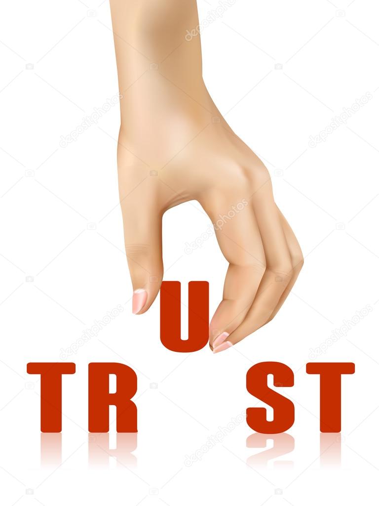 trust word taken away by hand