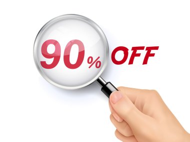 Büyüteç aracılığıyla gösteren kapalı % 90'ı