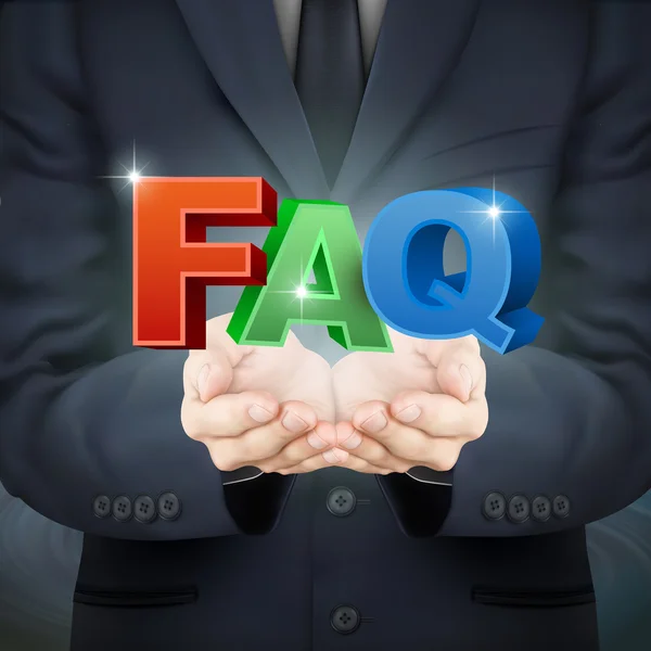 商人持有 Faq 的话 — 图库矢量图片