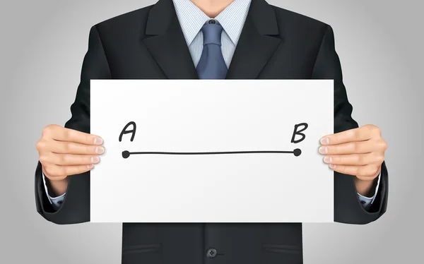 Biznesmen posiadania punktu A do B plakat — Wektor stockowy