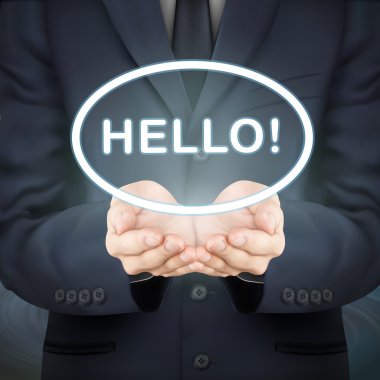 Merhaba kelime tutan işadamı