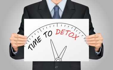 Poster Detoks için zaman holding iş adamı