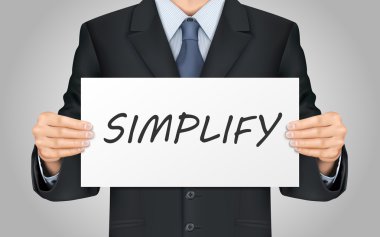businessman holding simplify word poster clipart