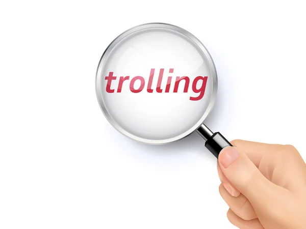 Büyüteç gösterilen word trolling — Stok Vektör