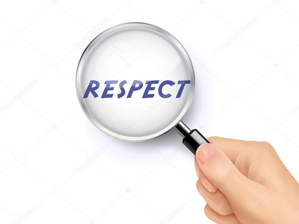 respect word showing through magnifying glass 