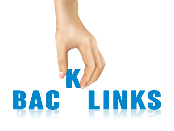 Backlinks word taken away by hand — Stock Vector