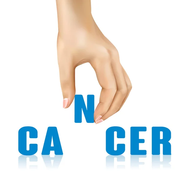 Cancer ordet tas bort för hand — Stock vektor