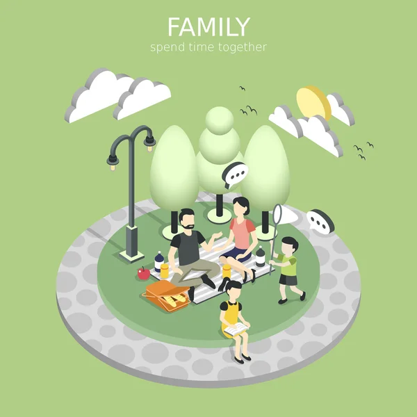 Familia teniendo un concepto de picnic — Vector de stock