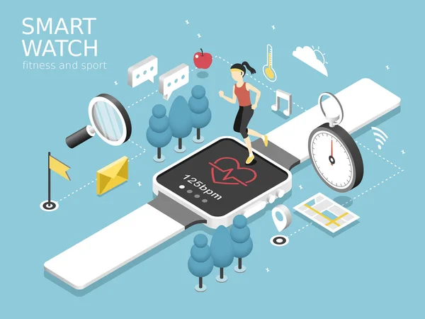 Intelligens watch-fitness és sport koncepció — Stock Vector