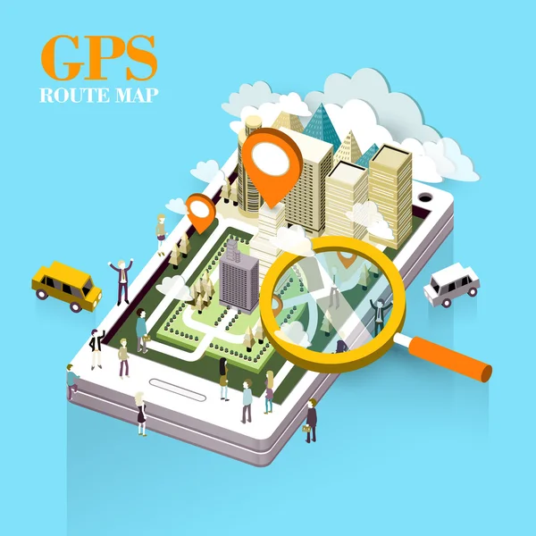 Concepto de mapa de ruta GPS — Archivo Imágenes Vectoriales