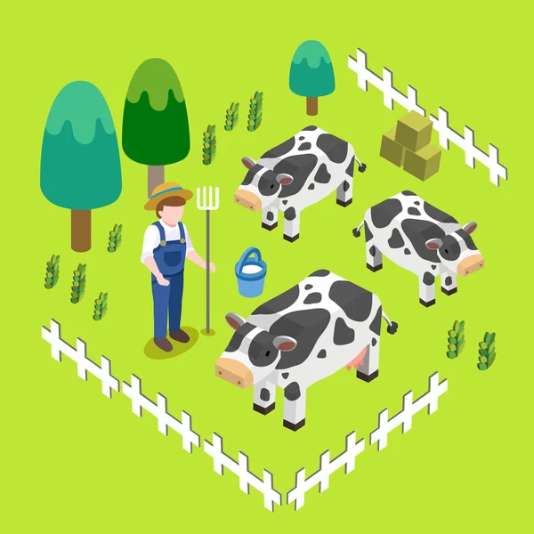 Concepto de paisaje de granja — Vector de stock