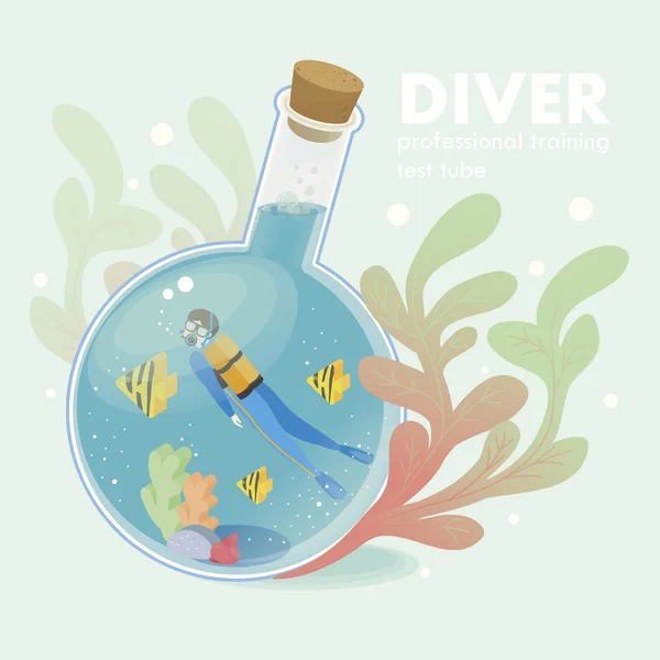 Professional diver concept — Stock Vector