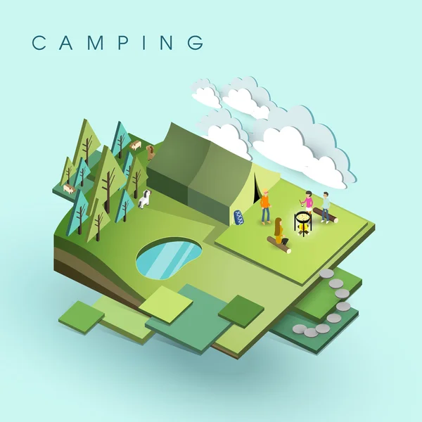 Aktivitäten auf dem Campingplatz — Stockvektor
