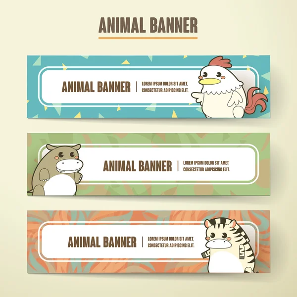 Colección de banner animal de dibujos animados adorable conjunto — Vector de stock